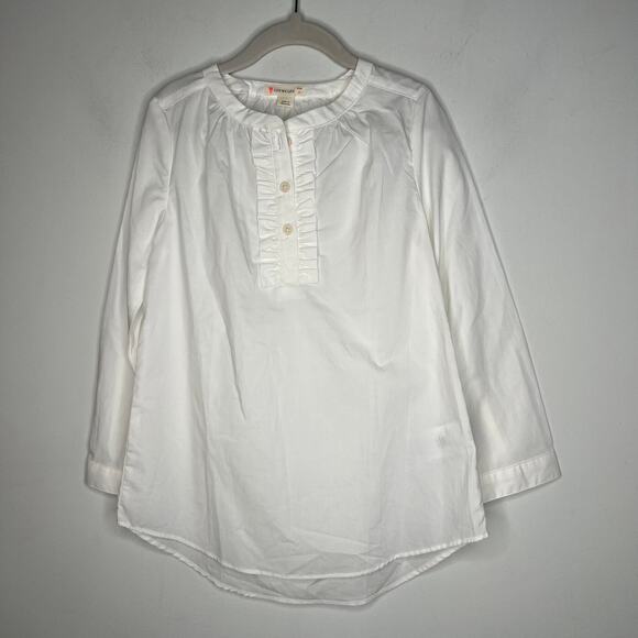 J.Crew White Ruffle Detail Cotton Tunic Top Size 6 - Picture 3 of 6